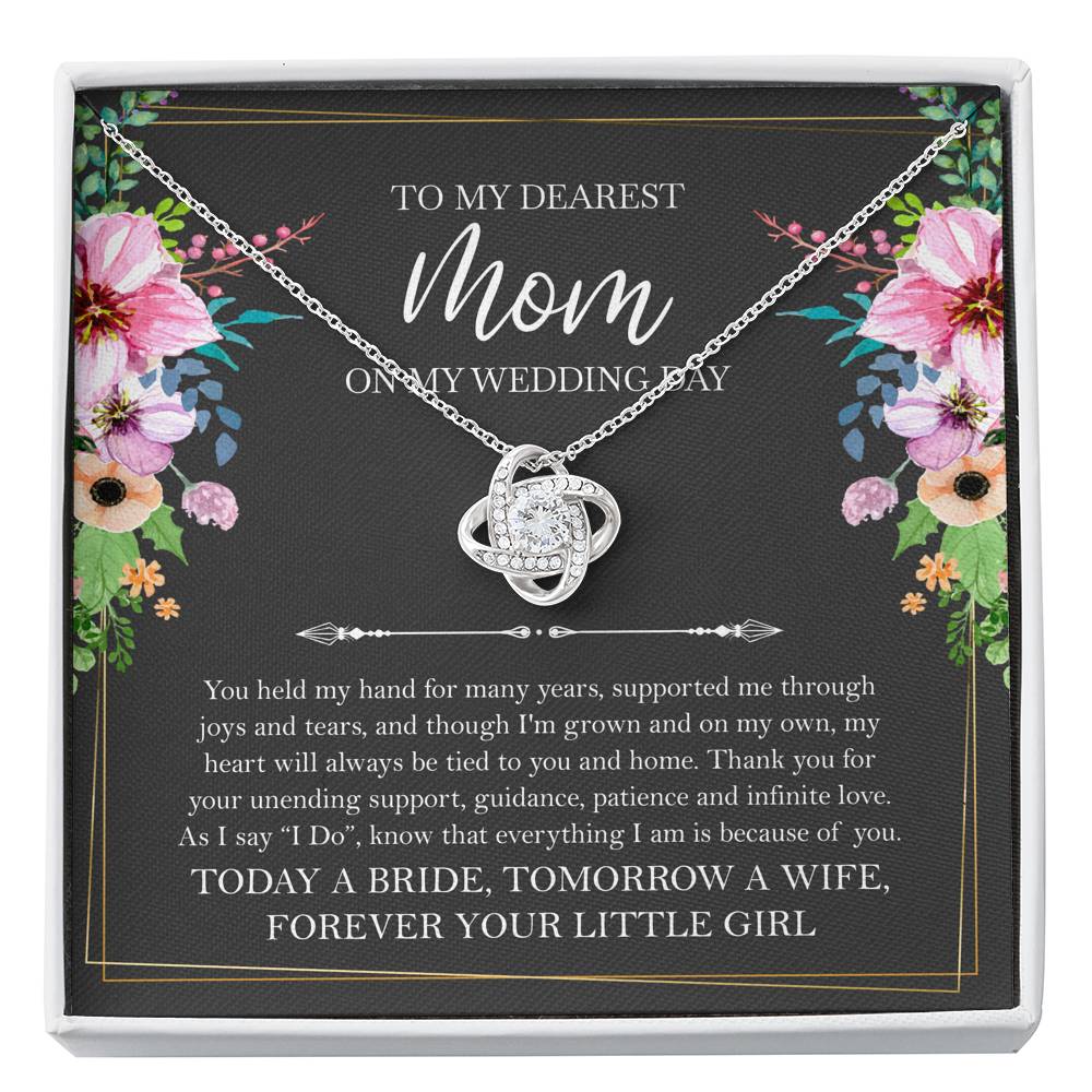 Mom of the Bride Gifts, You Held My Hand for Many Years, Love Knot Necklace For Women, Wedding Day Thank You Ideas From Bride