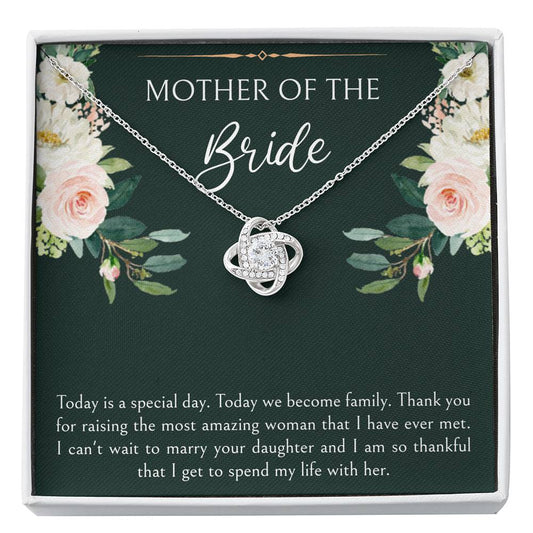 Mom of the Bride Gifts, Today We Become Family, Love Knot Necklace For Women, Wedding Day Thank You Ideas From Groom