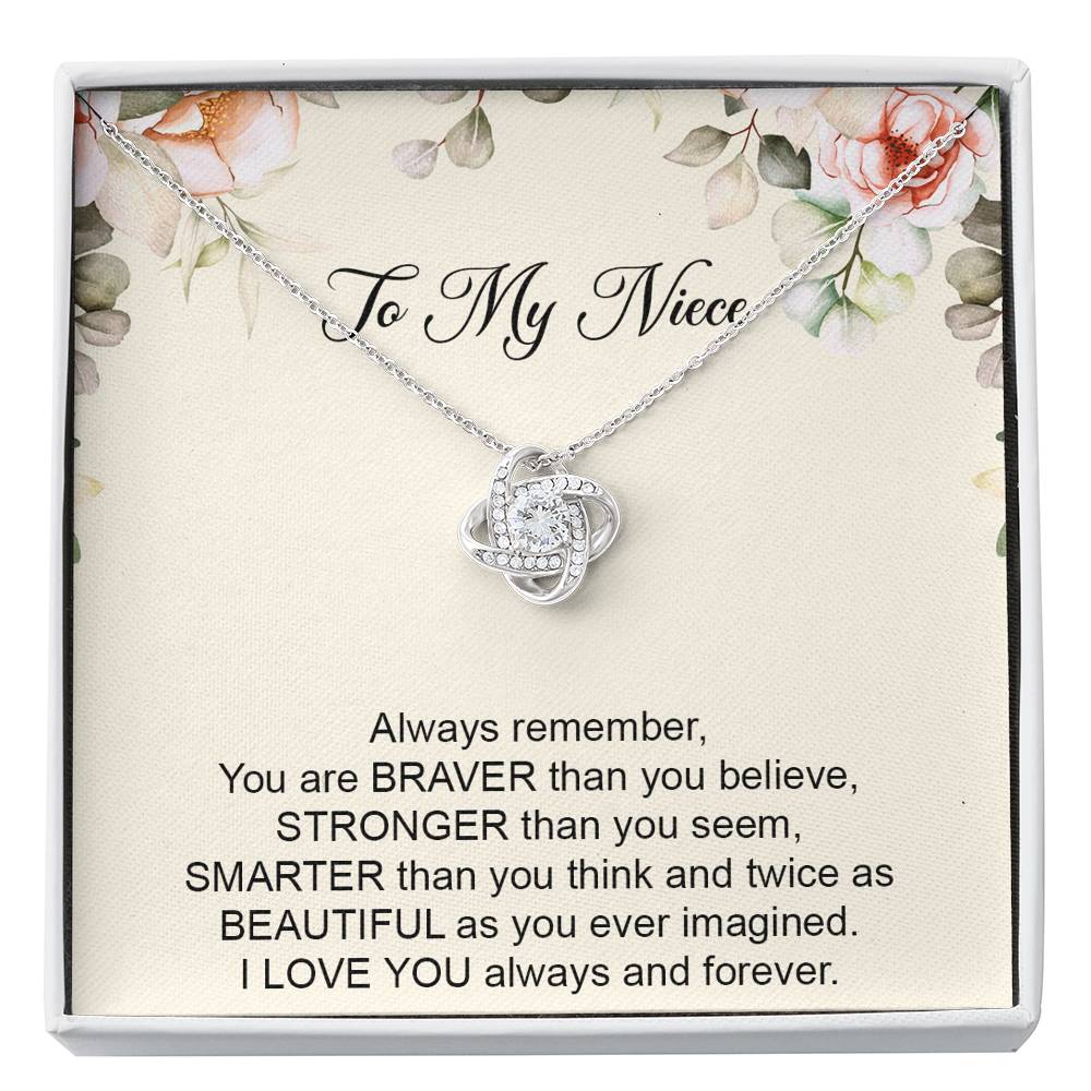 To My Niece  Gifts, Always Remember, Love Knot Necklace For Women, Birthday Present Ideas From Aunt Uncle