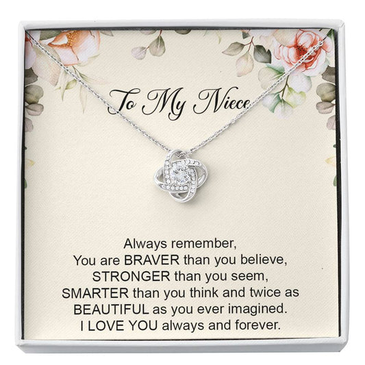 To My Niece  Gifts, Always Remember, Love Knot Necklace For Women, Birthday Present Ideas From Aunt Uncle