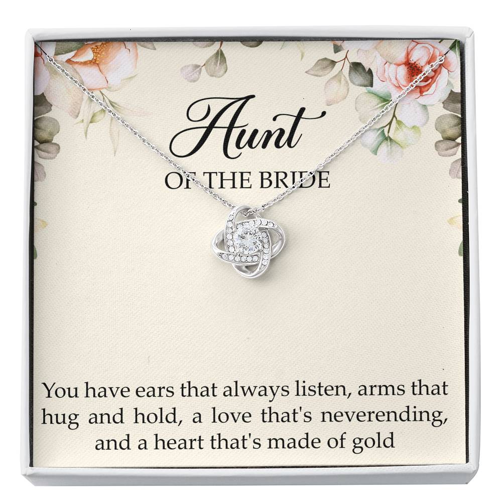 Aunt of the Bride Gifts, You Have Ears That Always Listen, Love Knot Necklace For Women, Wedding Day Thank You Ideas From Bride