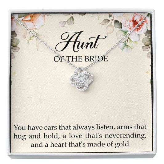 Aunt of the Bride Gifts, You Have Ears That Always Listen, Love Knot Necklace For Women, Wedding Day Thank You Ideas From Bride