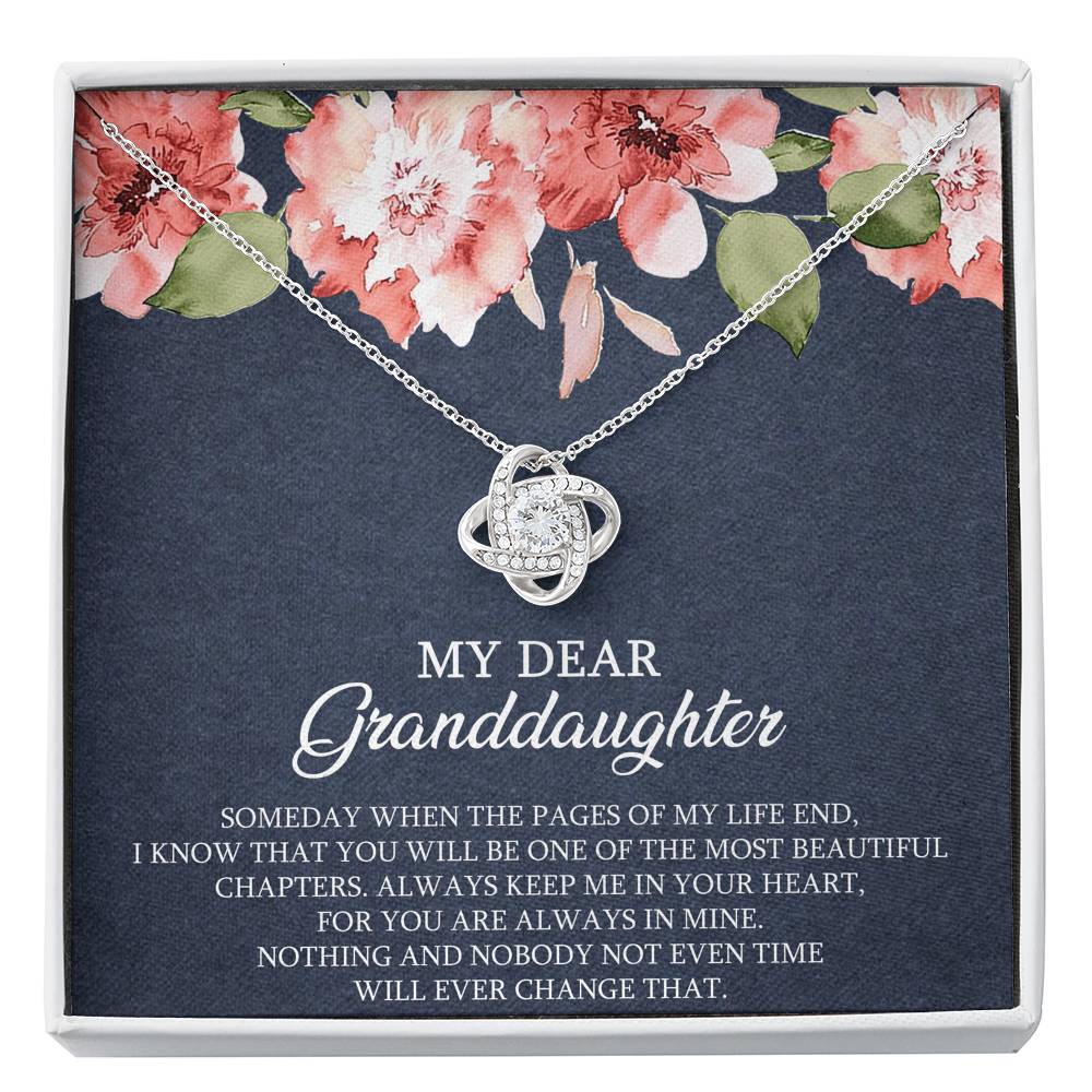To My Granddaughter Gifts, Someday When The Pages Of My Life End, Love Knot Necklace For Women, Birthday Present Idea From Grandma Grandpa