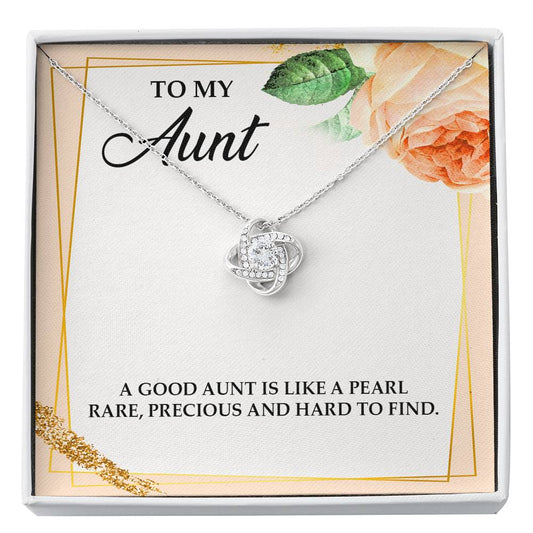 To My Aunt Gifts, A Good Aunt is Like a Pearl, Love Knot Necklace For Women, Aunt Birthday Present From Niece Nephew