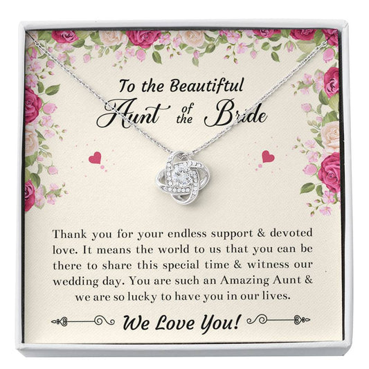Aunt of the Bride Gifts, Thank You For Your Support, Love Knot Necklace For Women, Wedding Day Thank You Ideas From Bride