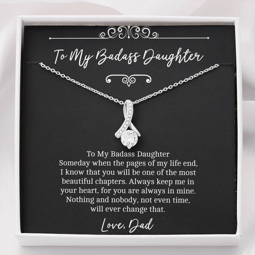 To My Badass Daughter Gifts, Someday When The Pages of My Life End, Alluring Beauty Necklace For Women, Birthday Present Idea From Dad