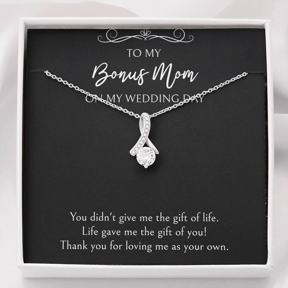 To My Bonus Mom Gifts, Thank You For Loving Me, Alluring Beauty Necklace For Women, Wedding Day Thank You Ideas From Bride