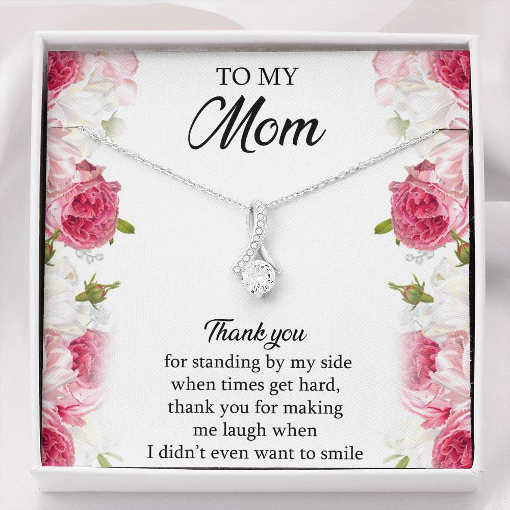 To My Mom Gifts, Thank You For Standing By My Side, Alluring Beauty Necklace For Women, Birthday Mothers Day Present From Son Daughter