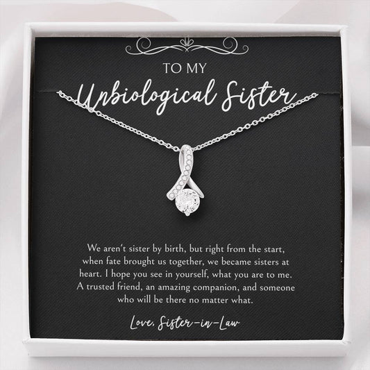 To My Unbiological Sister Gifts, A Trusted Friend, Alluring Beauty Necklace For Women, Birthday Present Idea From Sister-in-law