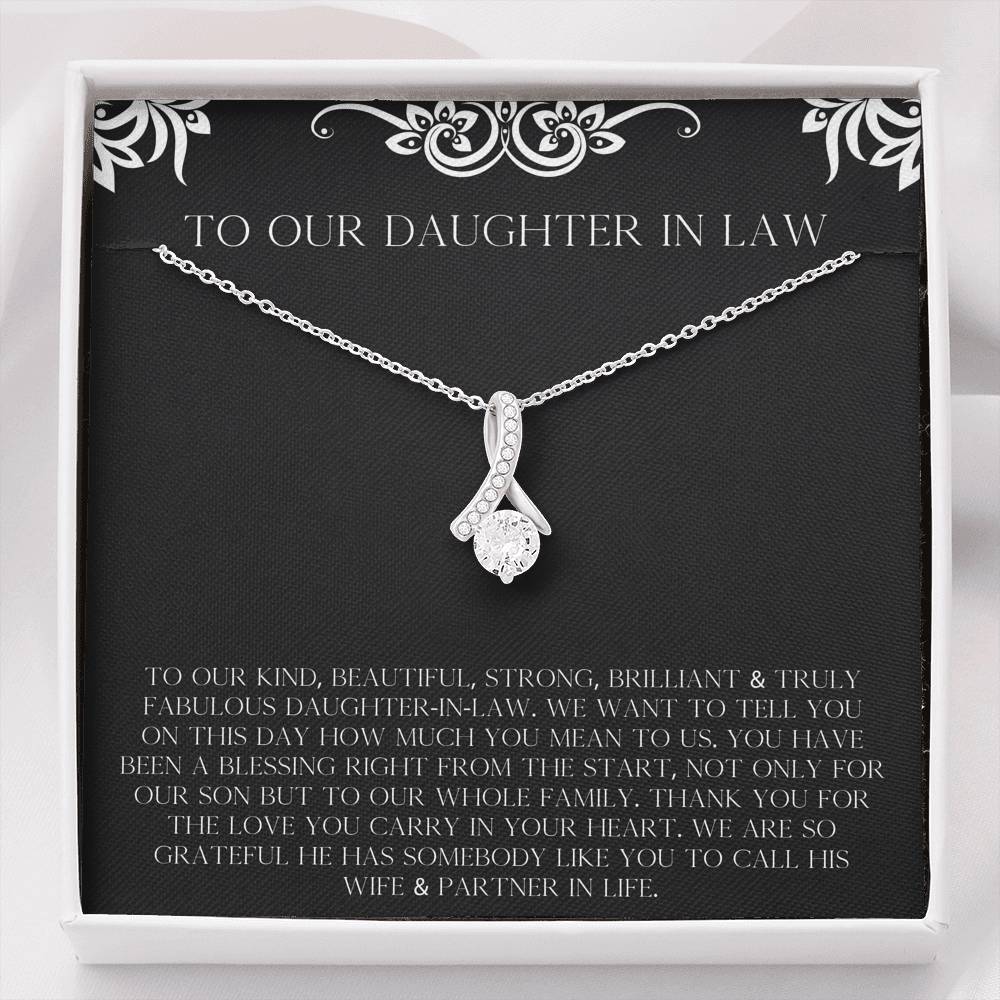 To My Daughter in Law Gifts, Thank You For The Love, Alluring Beauty Necklace For Women, Birthday Present Idea From Mother-in-law