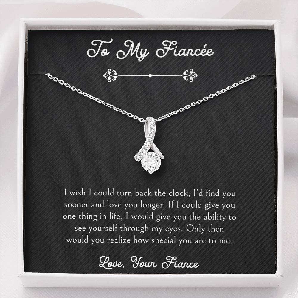To My Fiancée, I Wish I Could Turn Back The Clock, Alluring Beauty Necklace For Women, Anniversary Birthday Valentines Day Gifts From Fiancé
