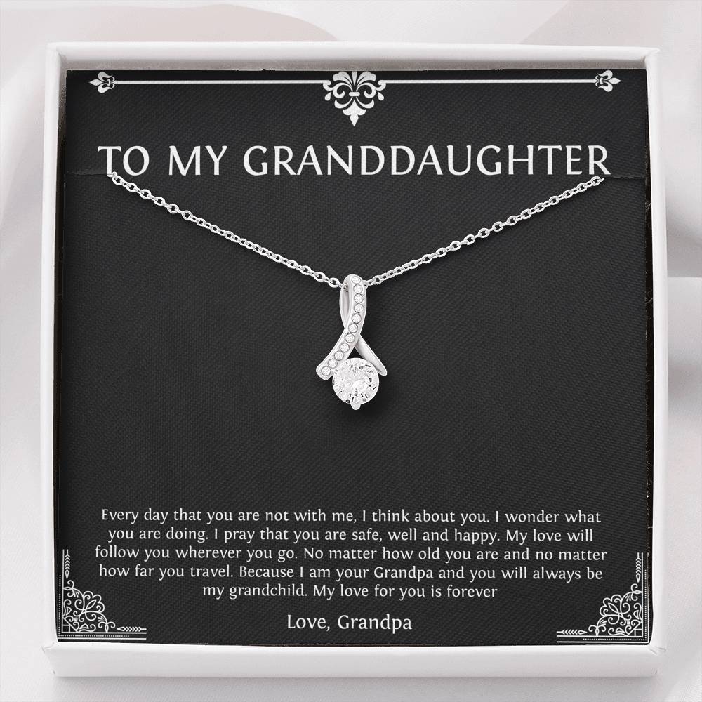 To My Granddaughter Gifts, I Think About You, Alluring Beauty Necklace For Women, Birthday Present Idea From Grandpa