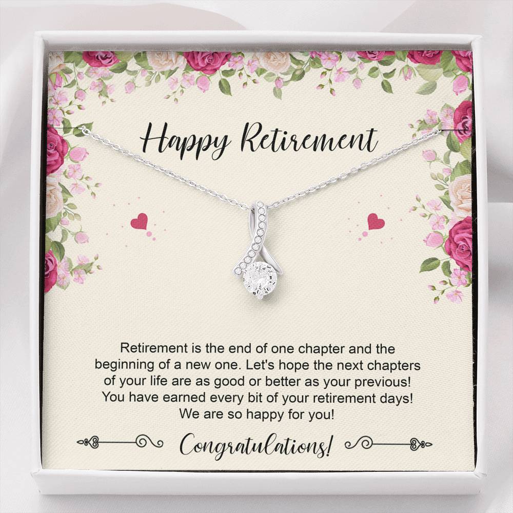 Retirement Gifts, Happy For You, Happy Retirement Alluring Beauty Necklace For Women, Retirement Party Favor From Friends Coworkers