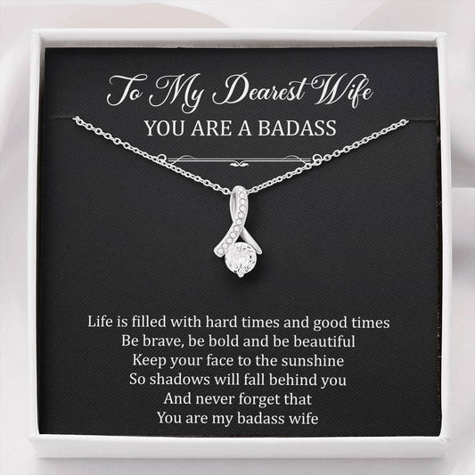 To My Badass Wife, Be Brave, Alluring Beauty Necklace For Women, Anniversary Birthday Valentines Day Gifts From Husband
