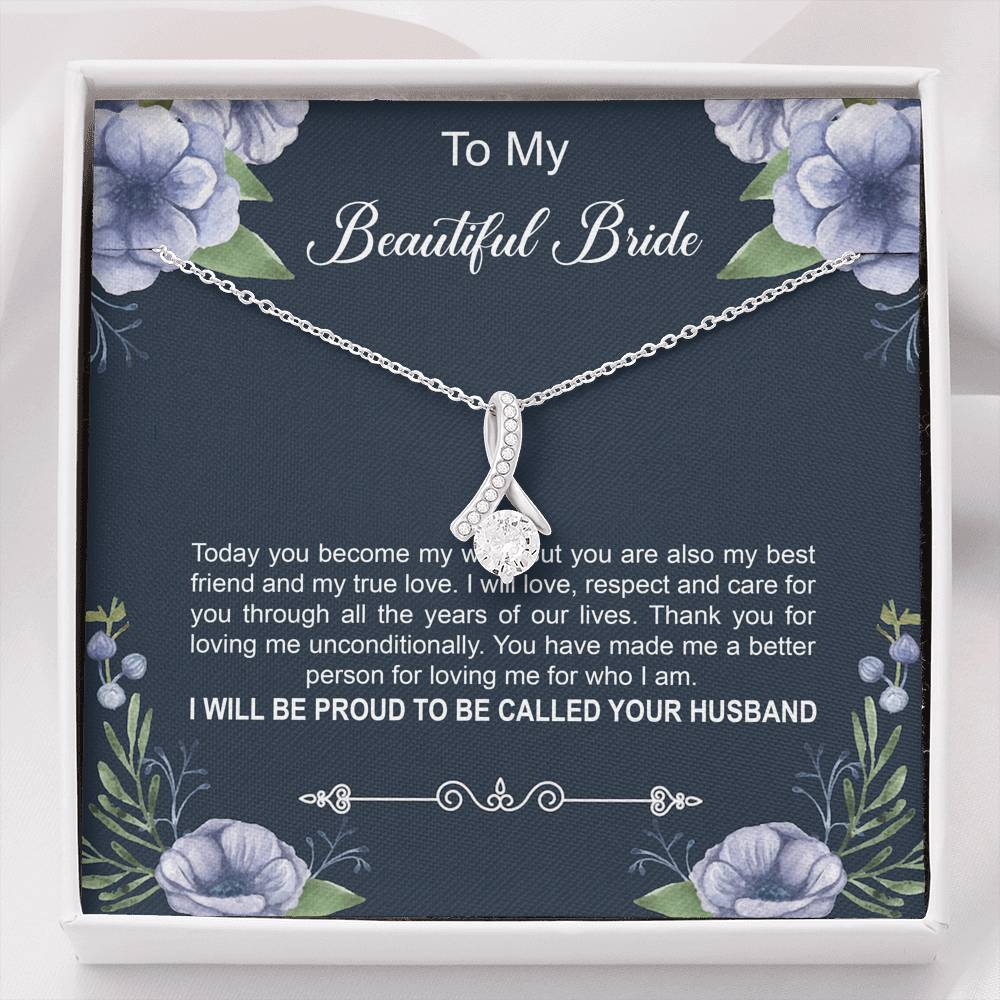 To My Bride Gifts, Today You Become My Wife, Alluring Beauty Necklace For Women, Wedding Day Thank You Ideas From Groom