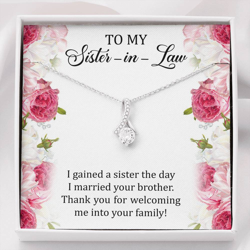 To My Sister-in-law Gifts, I Gained A Sister, Alluring Beauty Necklace For Women, Birthday Present Idea From Sister