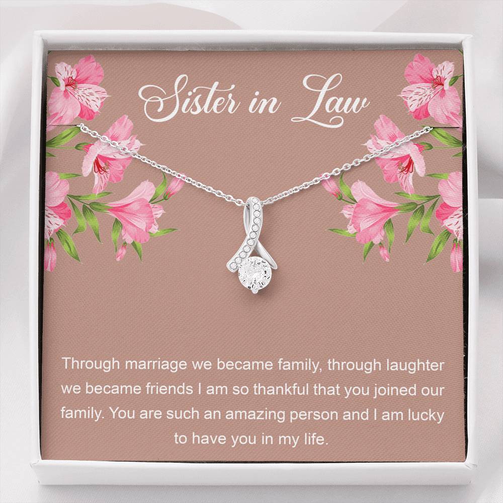 To My Sister-in-law Gifts, Through Marriage, Alluring Beauty Necklace For Women, Birthday Present Idea From Sister