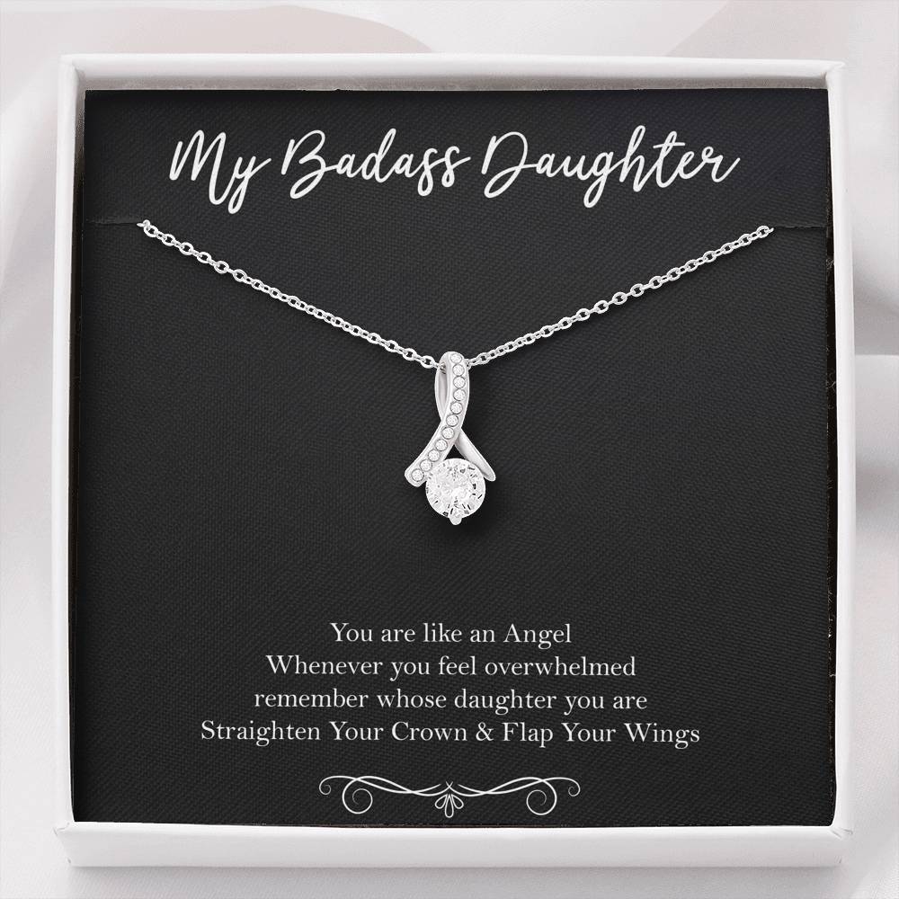 To My Badass Daughter Gifts, You Are Like An Angel, Alluring Beauty Necklace For Women, Birthday Present Idea From Mom