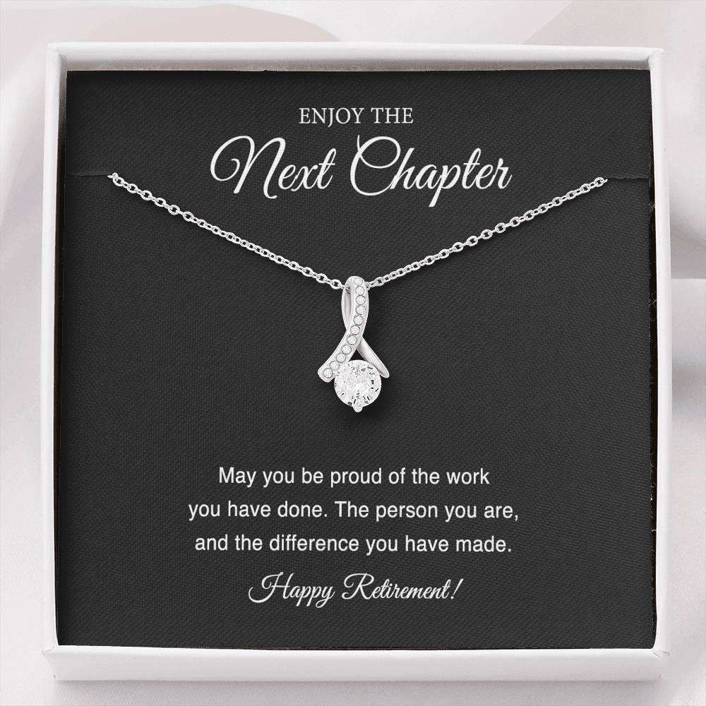 Retirement Gifts, Next Chapter, Happy Retirement Alluring Beauty Necklace For Women, Retirement Party Favor From Friends Coworkers
