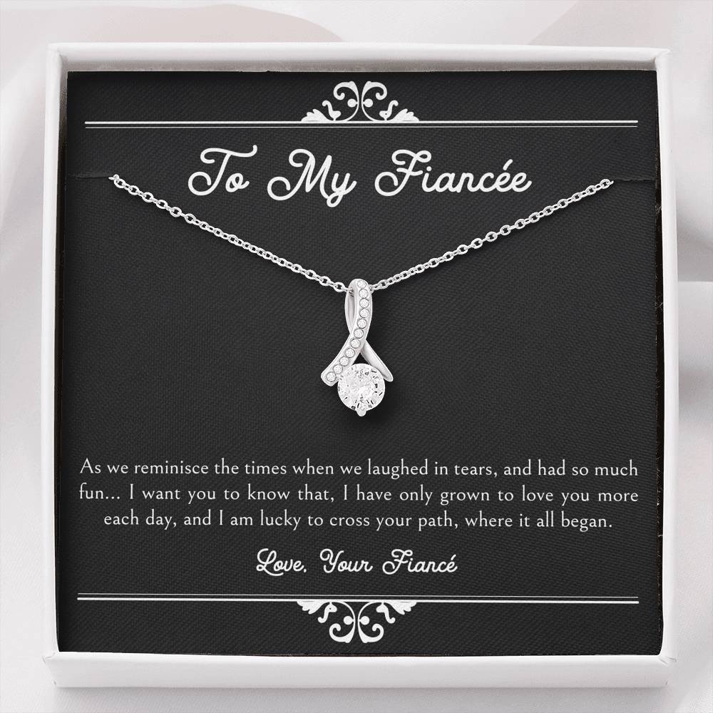 To My Fiancée, I Am Lucky To Cross Your Path, Alluring Beauty Necklace For Women, Anniversary Birthday Valentines Day Gifts From Fiancé