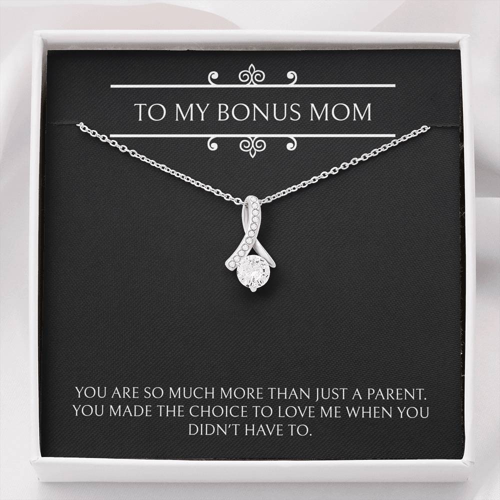 To My Bonus Mom Gifts, More Than Just A Parent, Alluring Beauty Necklace For Women, Birthday Mothers Day Present From Bonus Daughter