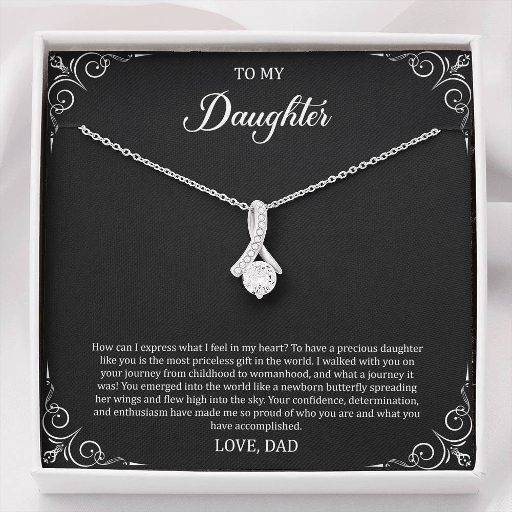 To My Daughter  Gifts, Most Priceless Gift, Alluring Beauty Necklace For Women, Birthday Present Idea From Dad