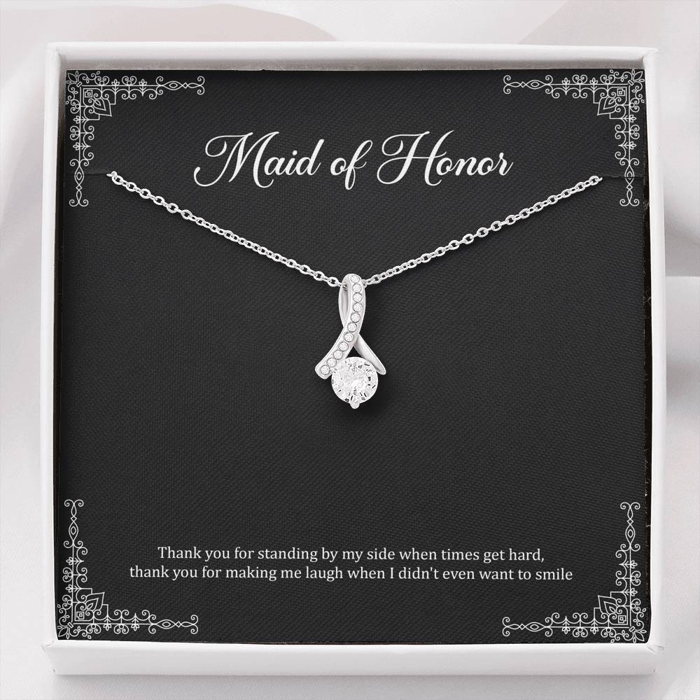 To My Maid of Honor Gifts, Thank You for Standing By My Side, Alluring Beauty Necklace For Women, Wedding Day Thank You Ideas From Bride