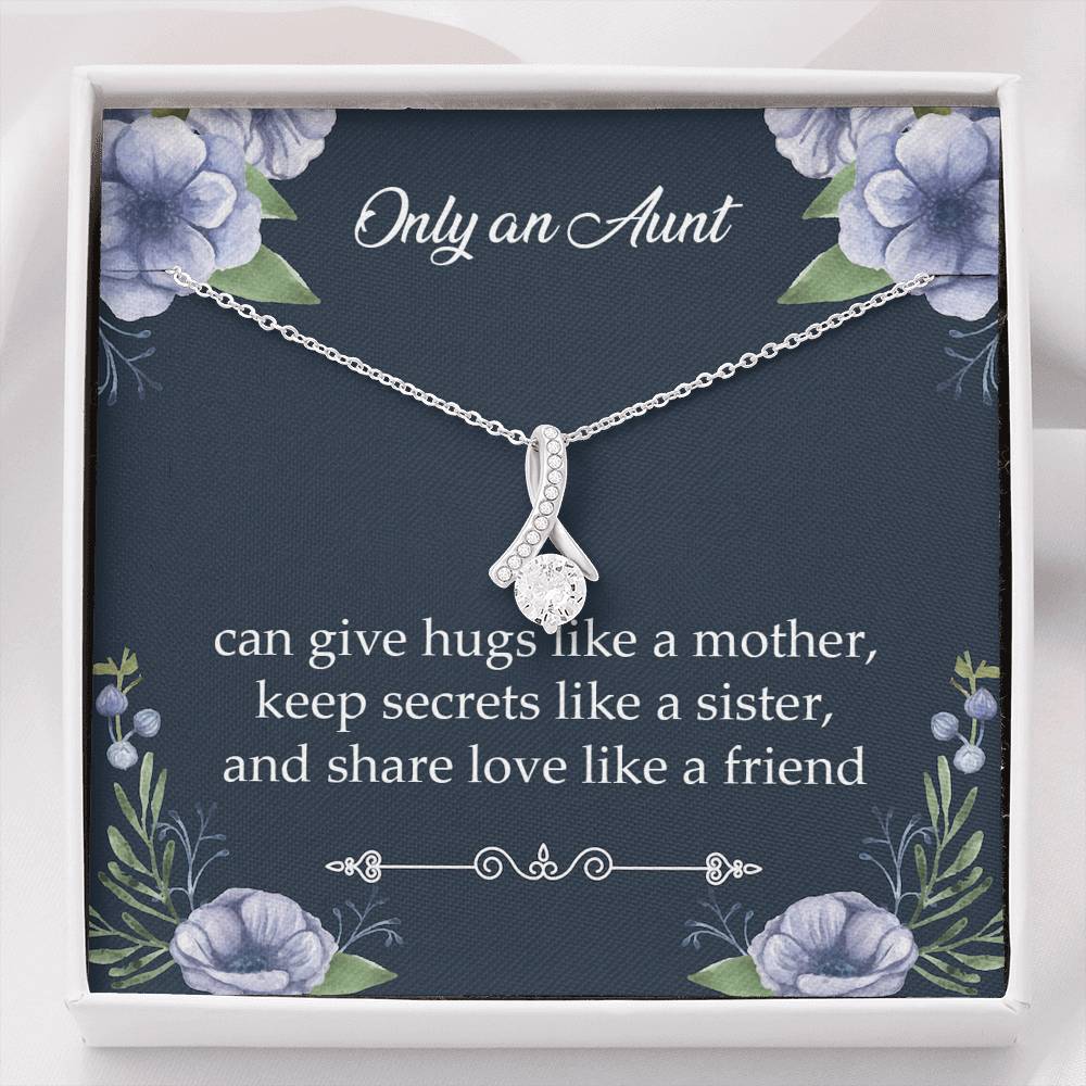 To My Aunt Gifts, Only An Aunt Can Give Hugs Like A Mother, Alluring Beauty Necklace For Women, Aunt Birthday Present From Niece Nephew