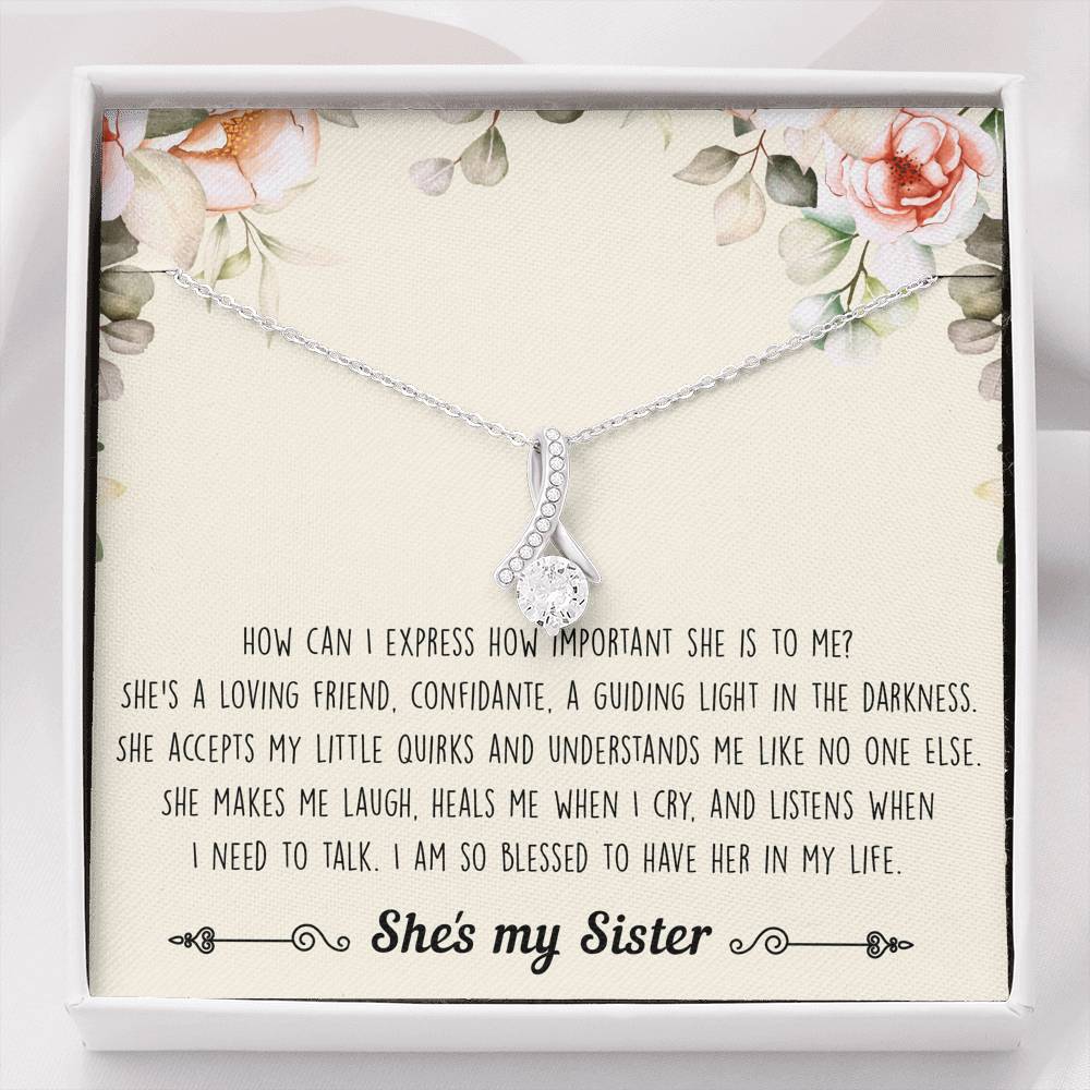 To My Sister Gifts, I Am Blessed To Have Her In My Life, Alluring Beauty Necklace For Women, Birthday Present Ideas From Sister Brother