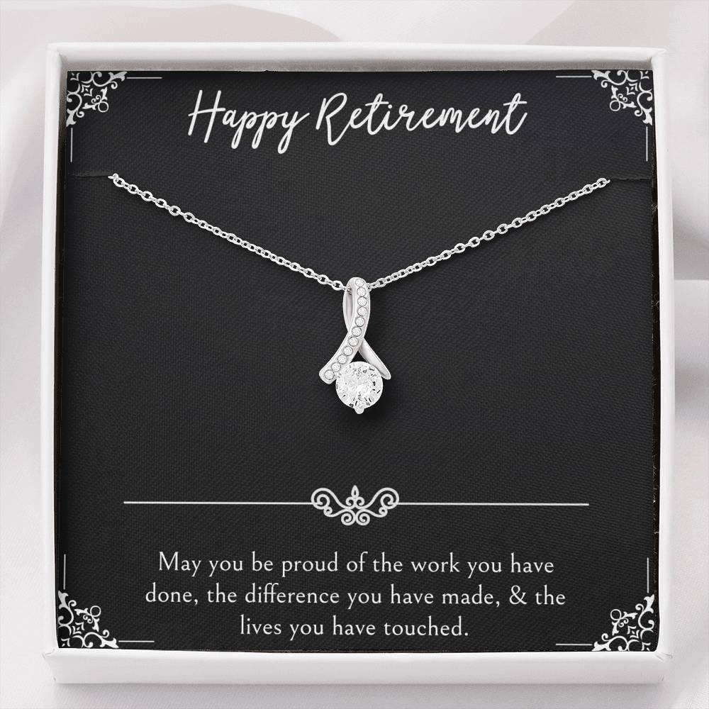 Retirement Gifts, Be Proud Of Your Work, Happy Retirement Alluring Beauty Necklace For Women, Retirement Party Favor From Friends Coworkers