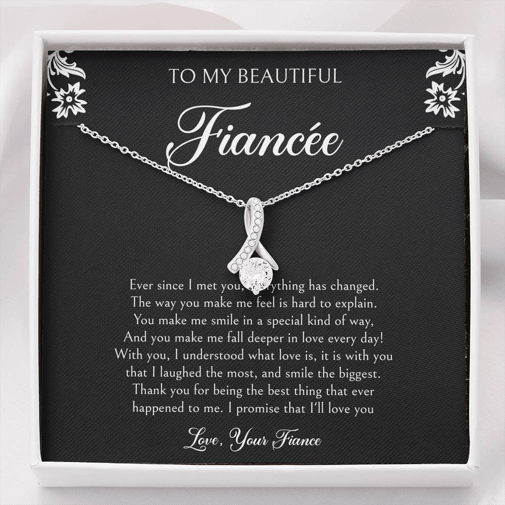 To My Fiancée, I'll Love You Forever, Alluring Beauty Necklace For Women, Anniversary Birthday Valentines Day Gifts From Fiancé