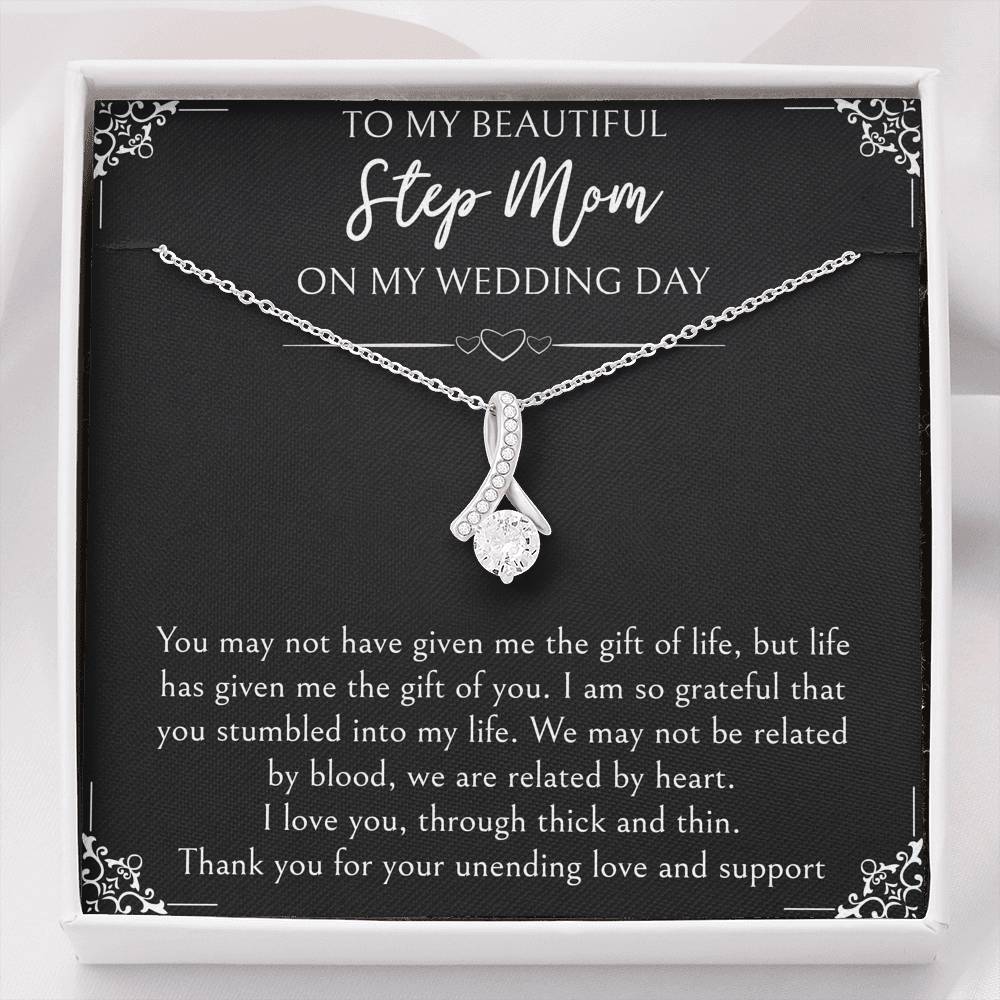To My Bonus Mom Gifts, I Am So Grateful, Alluring Beauty Necklace For Women, Wedding Day Thank You Ideas From Bride