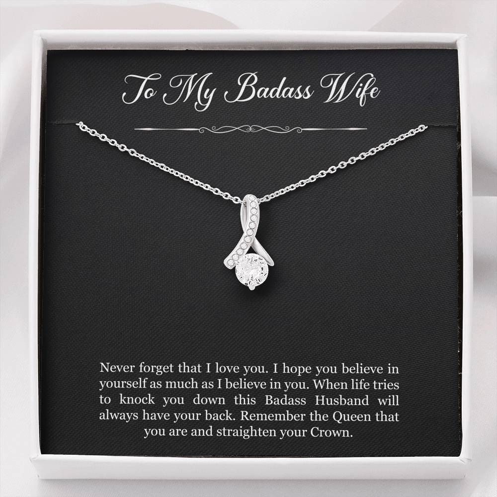 To My Badass Wife, Never Forget That I Love You, Alluring Beauty Necklace For Women, Anniversary Birthday Gifts From Husband