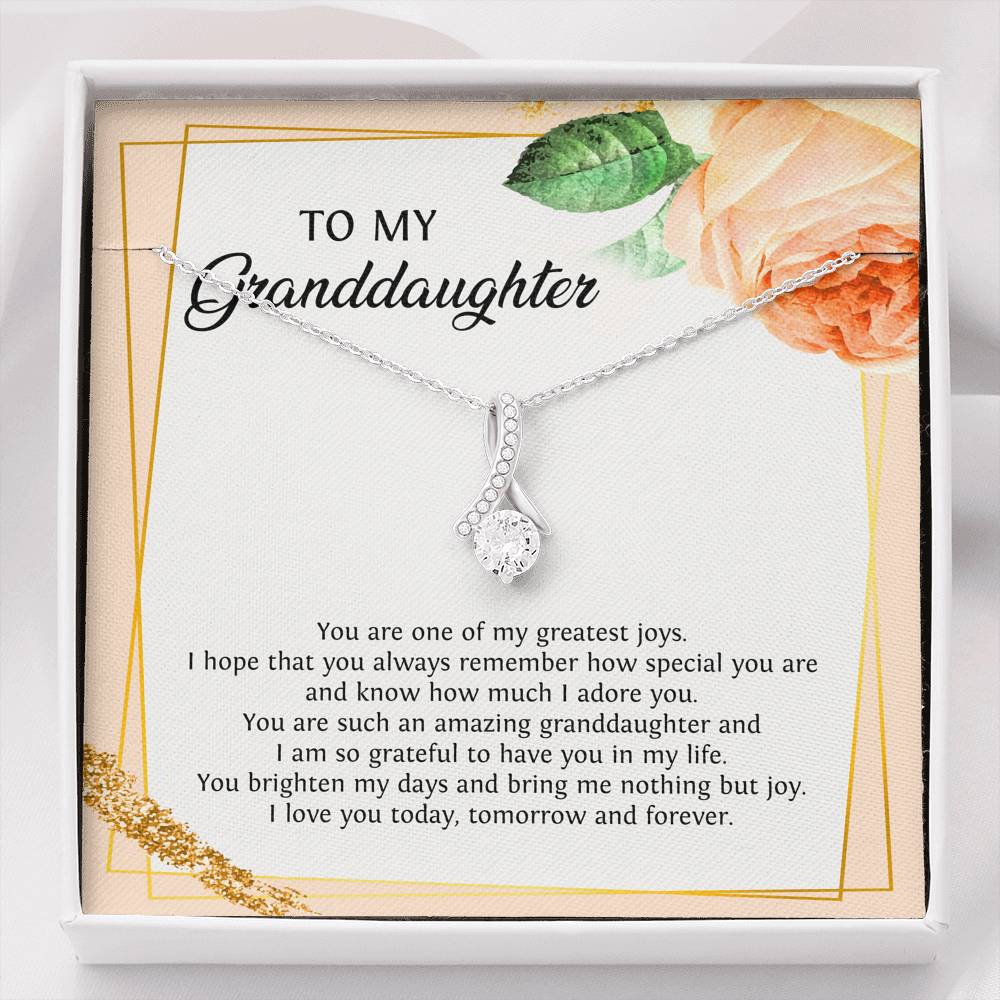 To My Granddaughter Gifts, You Are One Of My Greatest Joys, Alluring Beauty Necklace For Women, Birthday Present Idea From Grandma Grandpa