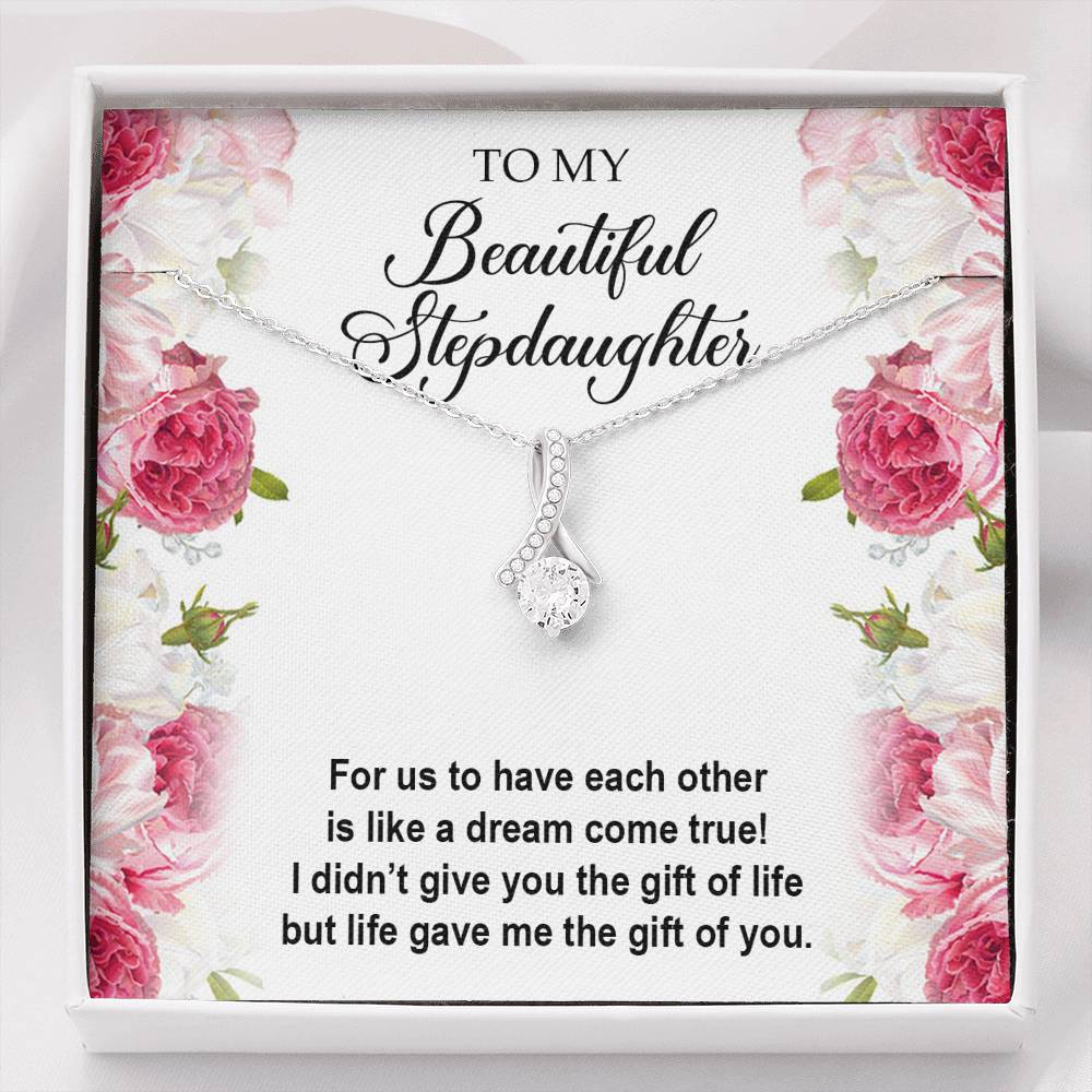 To My Stepdaughter Gifts, For Us To Have Each Other, Alluring Beauty Necklace For Women, Birthday Present Idea From Stepmom Stepdad