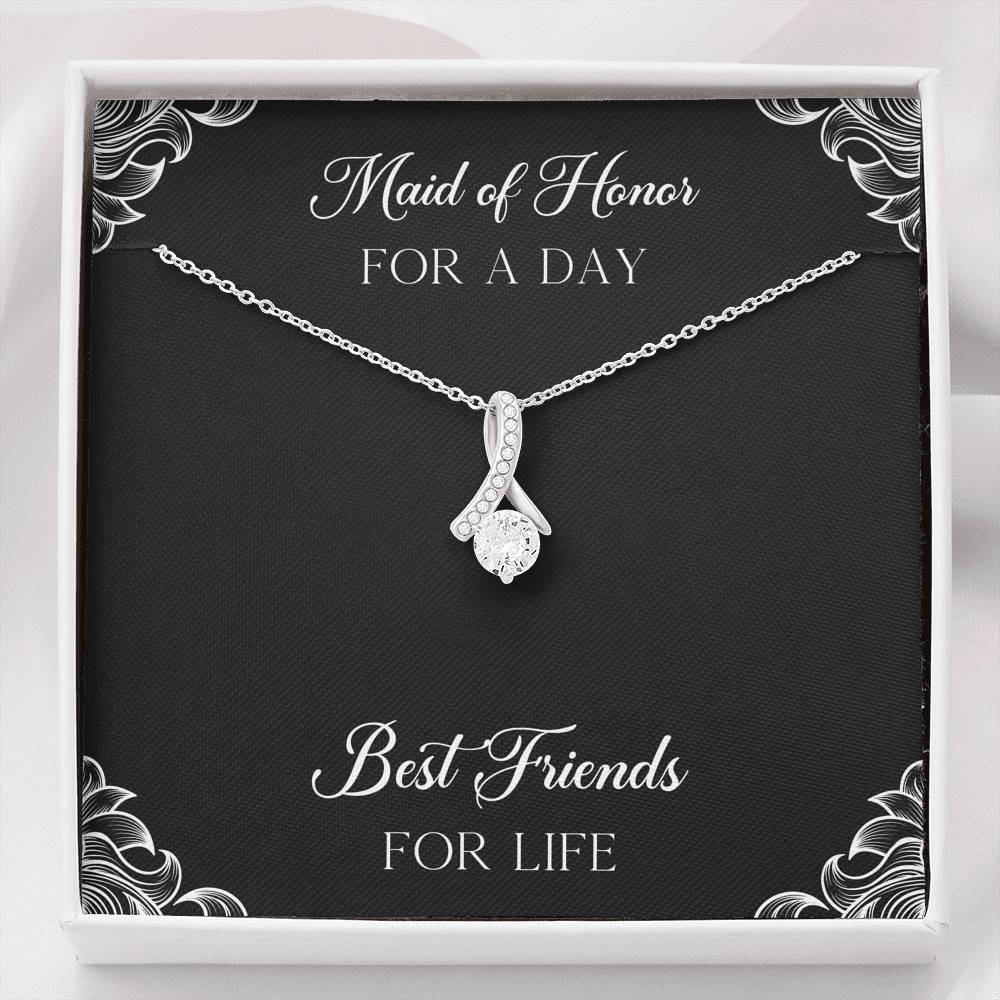 To My Maid of Honor Gifts, Best Friends for Life, Alluring Beauty Necklace For Women, Wedding Day Thank You Ideas From Bride