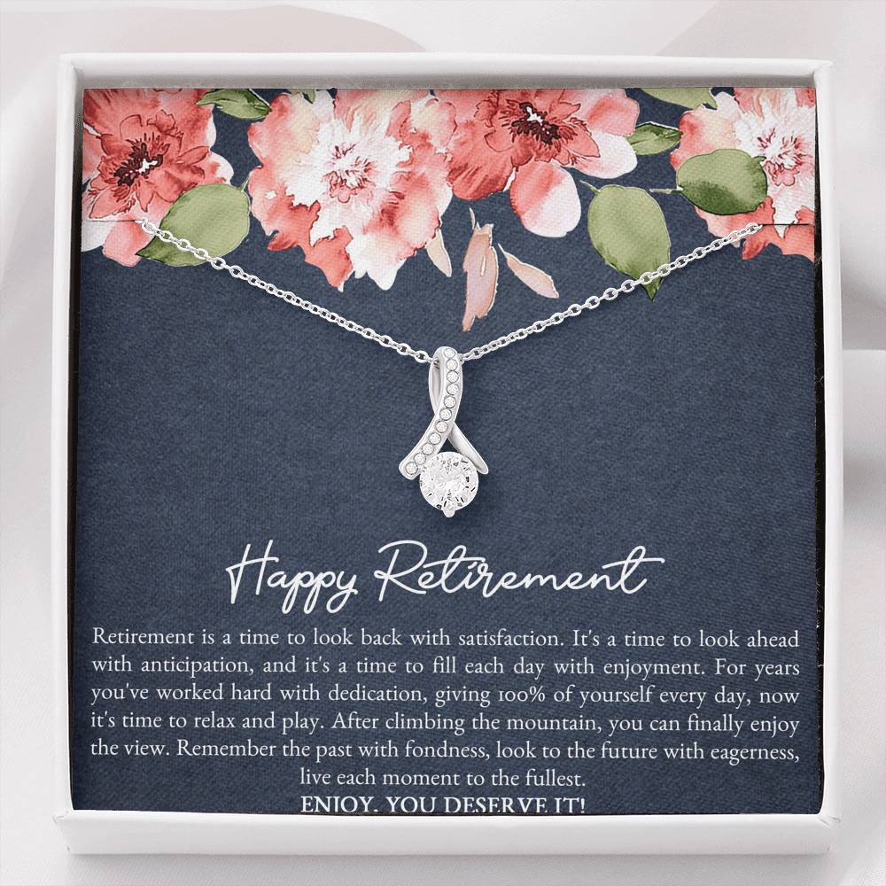 Retirement Gifts, Enjoy You Deserve It, Happy Retirement Alluring Beauty Necklace For Women, Retirement Party Favor From Friends Coworkers