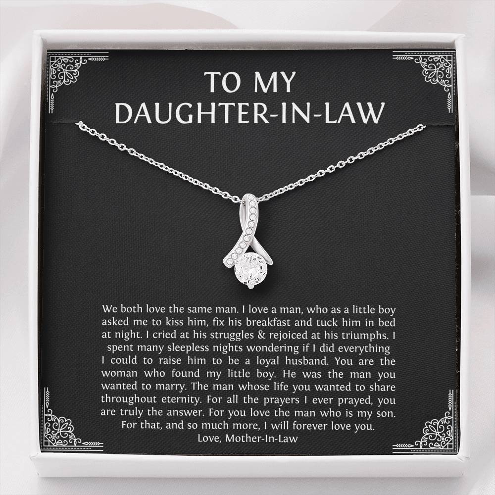 To My Daughter in Law Gifts, I Will Forever Love You, Alluring Beauty Necklace For Women, Birthday Present Idea From Mother-in-law