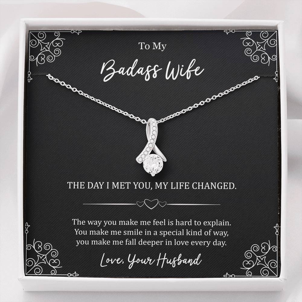 To My Badass Wife, The Day I Met You My Life Changed, Alluring Beauty Necklace For Women, Anniversary Birthday Gifts From Husband