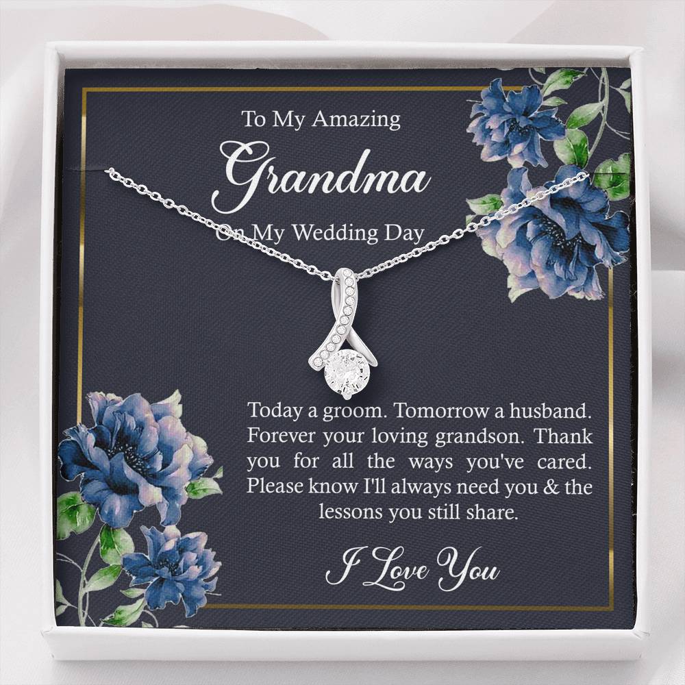 Grandmother of the Groom Gifts, Forever Your Grandson, Alluring Beauty Necklace For Women, Wedding Day Thank You Ideas From Groom