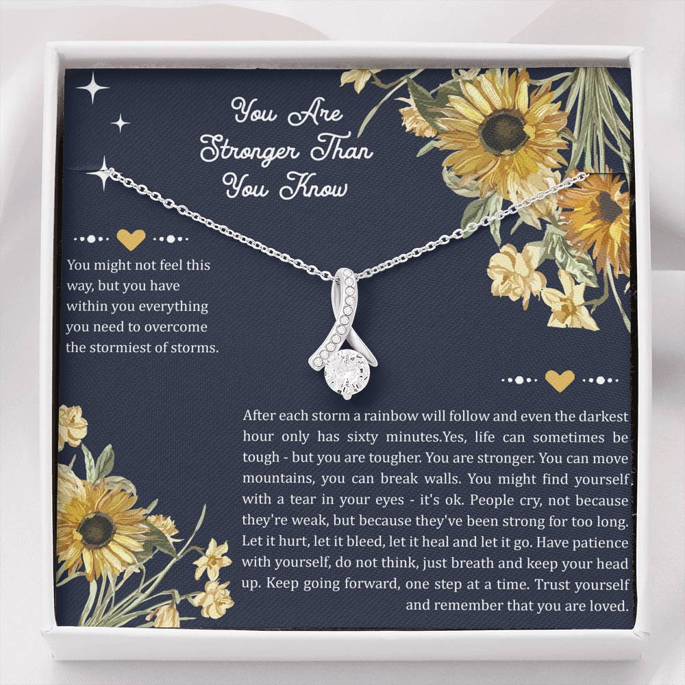 Encouragement Gifts, You Are Stronger, Motivational Alluring Beauty Necklace For Women, Sympathy Inspiration Friendship Present