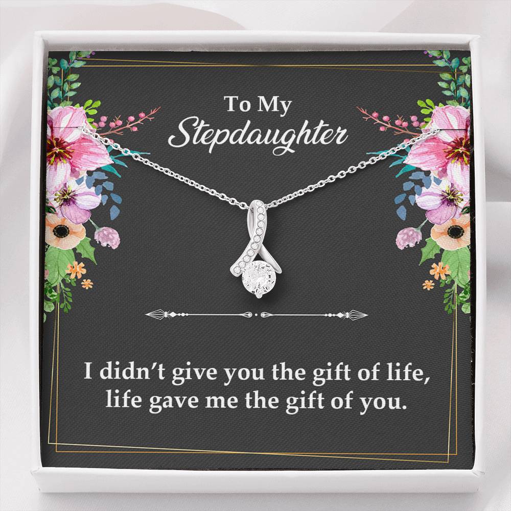To My Stepdaughter Gifts, I Didn’t Give You The Gift Of Life, Interlocking Heart Necklace For Women, Birthday Present Idea From Stepmom