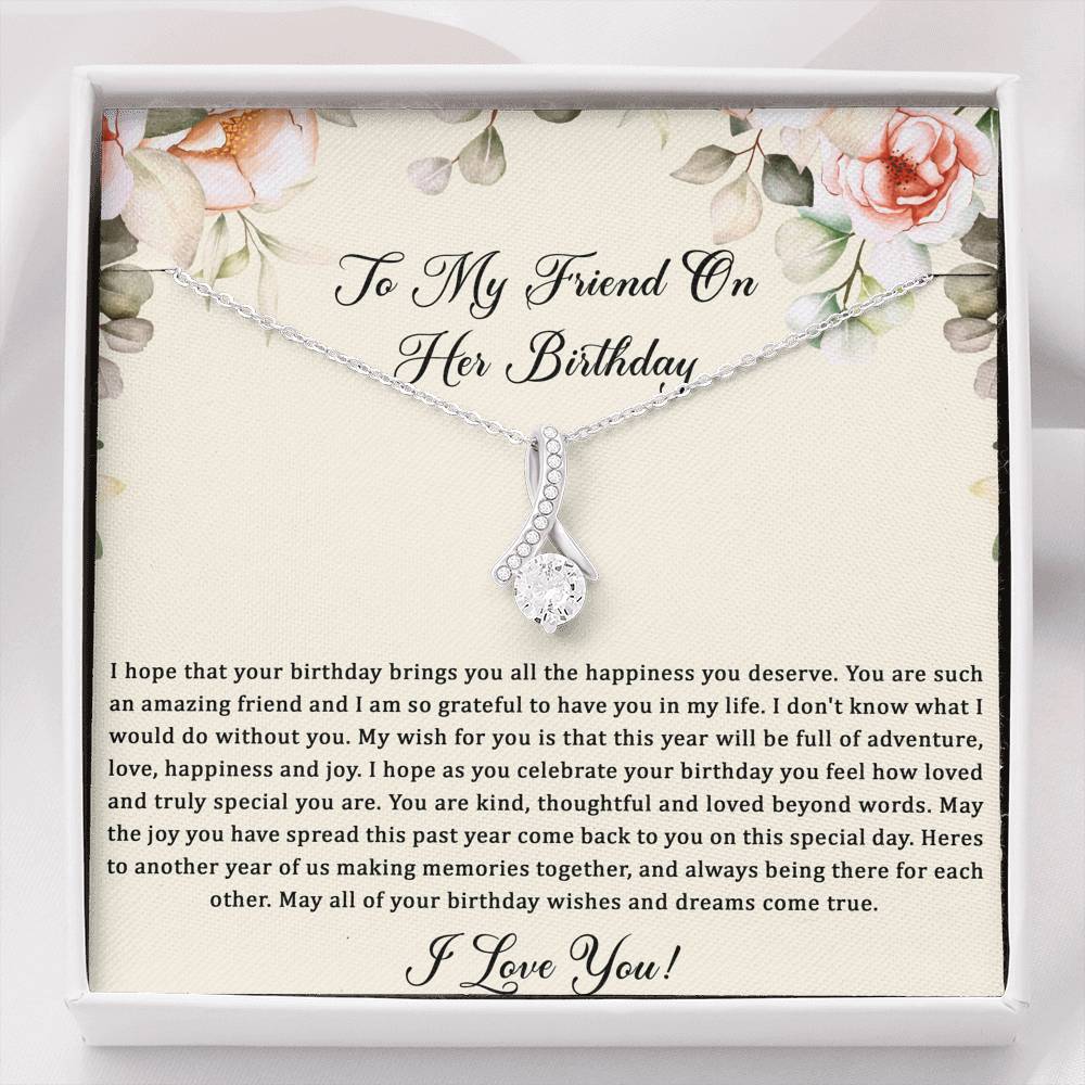 Birthday Gifts For Women, May Your Wishes Come True, Alluring Beauty Necklace, Happy Birthday Message Card Jewelry For Friend