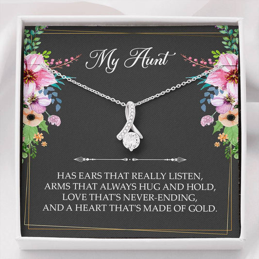 To My Aunt Gifts, Has Ears That Really Listen, Alluring Beauty Necklace For Women, Aunt Birthday Present From Niece Nephew