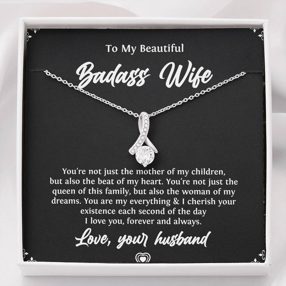 To My Badass Wife, Beat Of My Heart, Alluring Beauty Necklace For Women, Anniversary Birthday Valentines Day Gifts From Husband