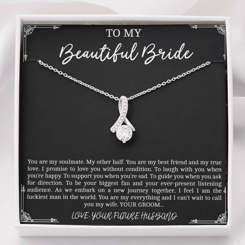 To My Bride  Gifts, You Are My Soulmate, Alluring Beauty Necklace For Women, Wedding Day Thank You Ideas From Groom