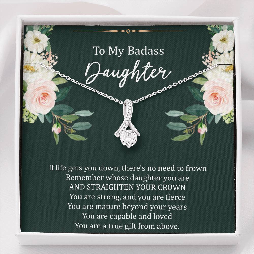 To My Badass Daughter Gifts, If Life Gets You Down, Alluring Beauty Necklace For Women, Birthday Present Idea From Mom