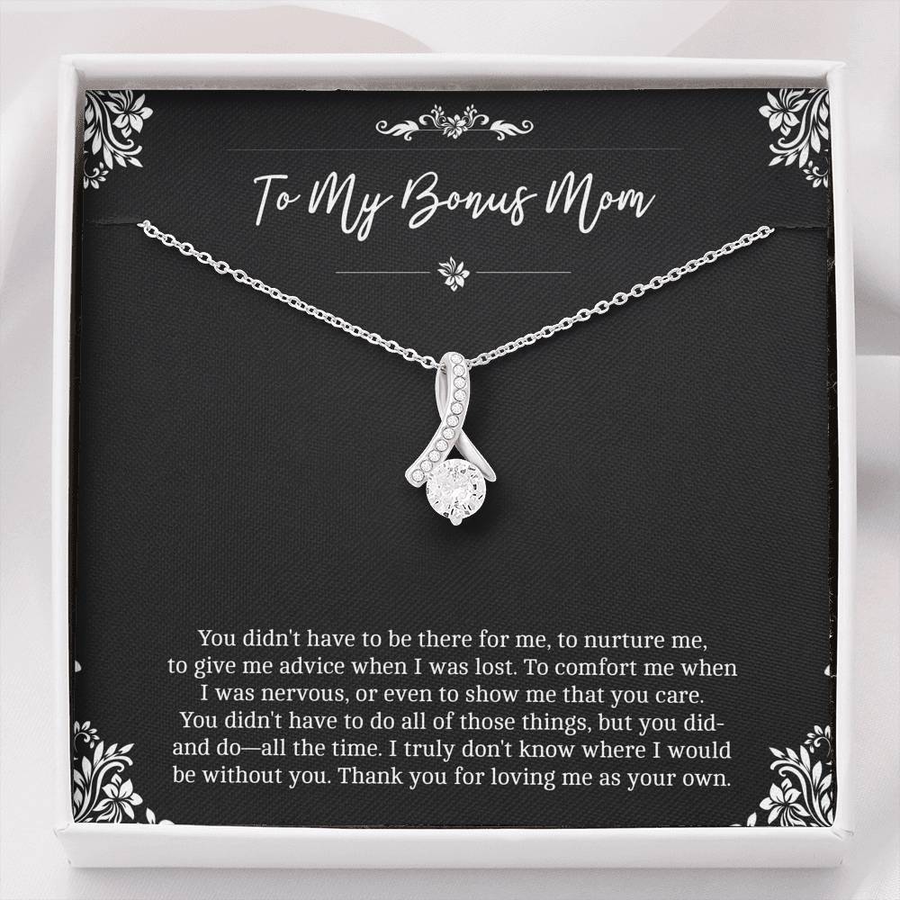 To My Bonus Mom Gifts, Thank You For Loving Me, Alluring Beauty Necklace For Women, Birthday Mothers Day Present From Bonus Daughter