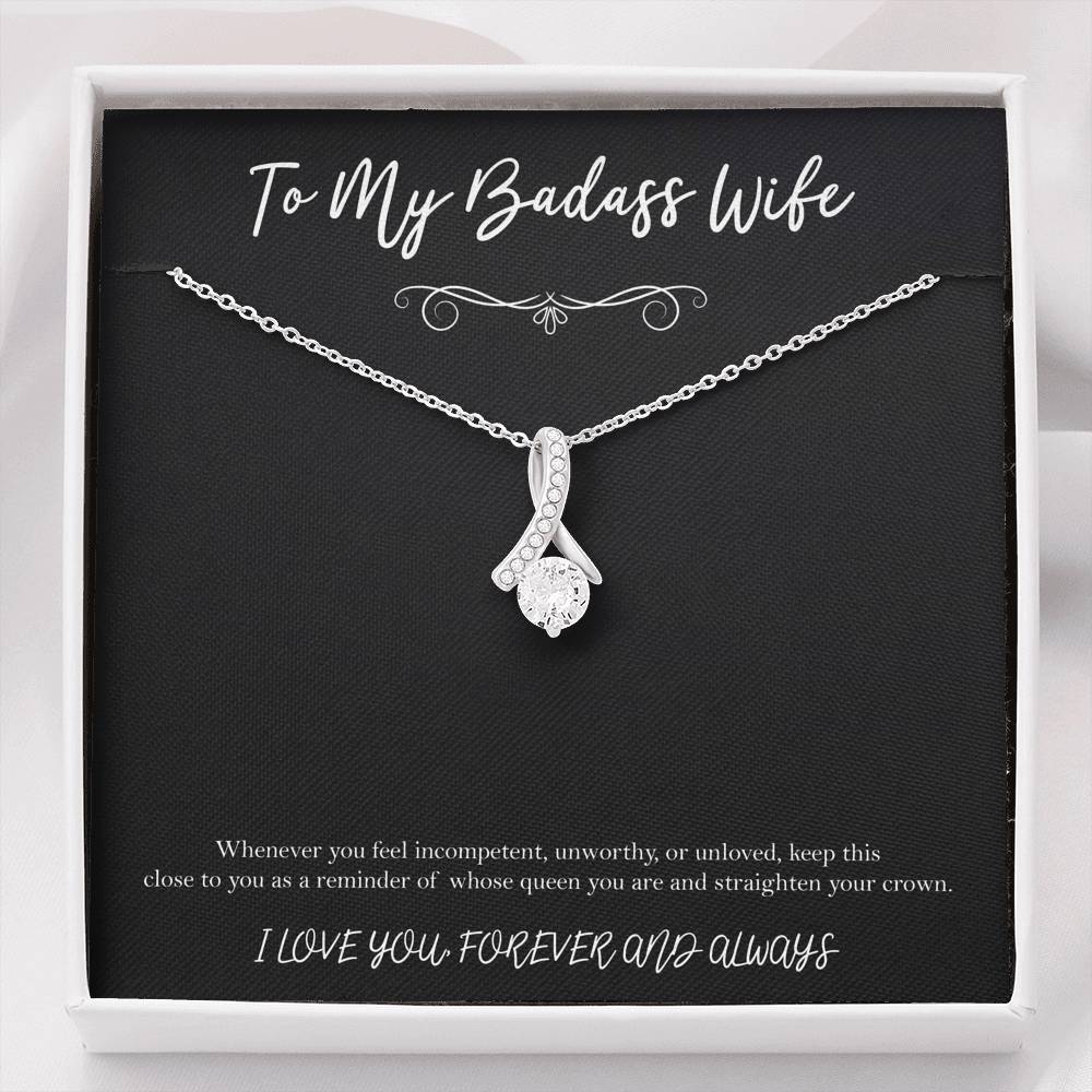 To My Badass Wife, Whenever You Feel Incompetent, Alluring Beauty Necklace For Women, Anniversary Birthday Valentines Day Gifts From Husband