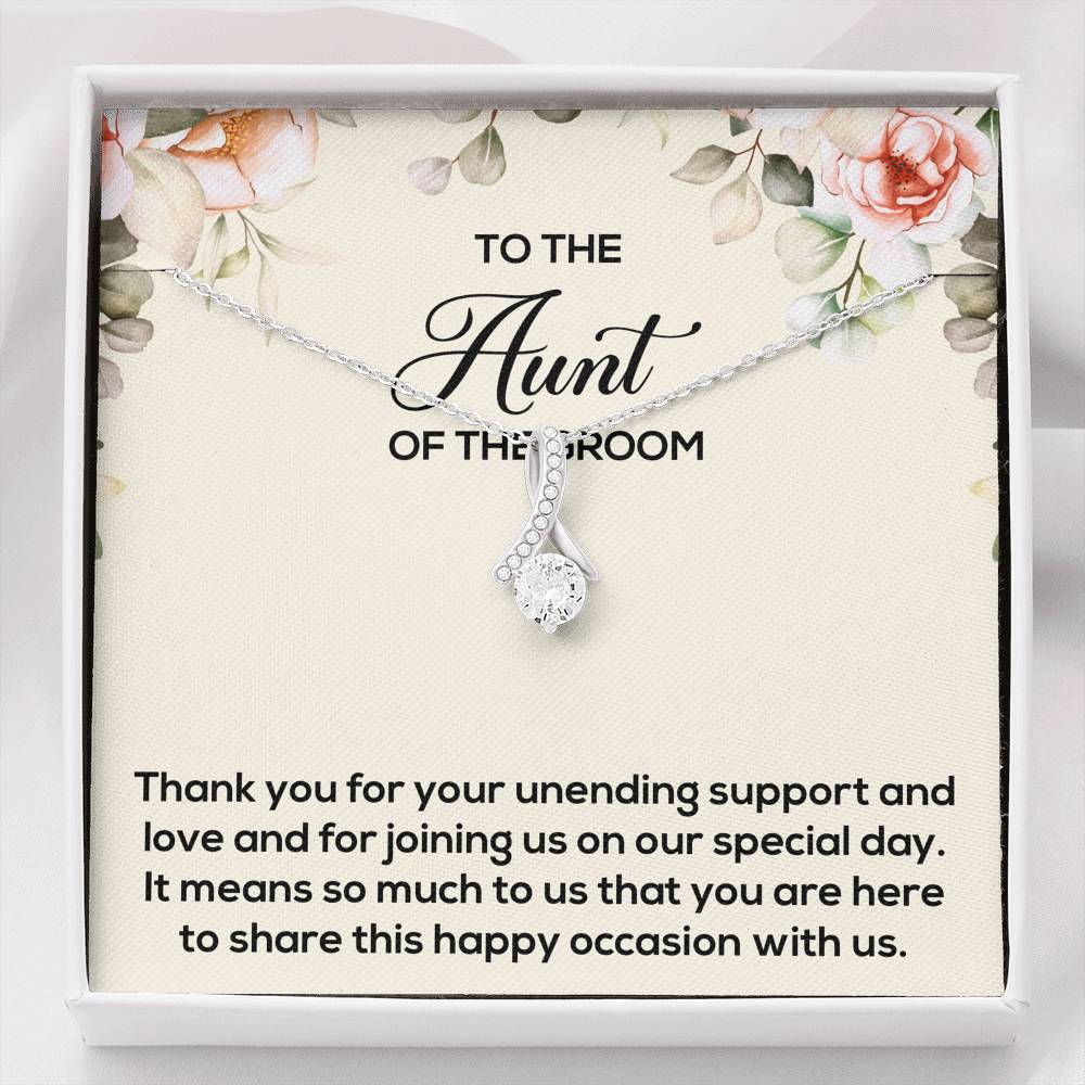 To My Aunt of the Groom Gifts, Thank You for Your Support, Alluring Beauty Necklace For Women, Wedding Day Thank You Ideas From Groom